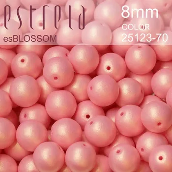Korálek Korálky esBLOSSOM voskované tvar kulatý. Velikost 8mm. Barva 25123-70 (růžová+listr). Balení 15ks na návleku.