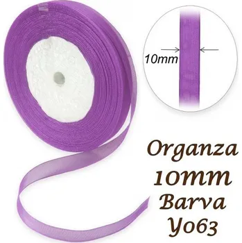 Stuha ORGANZA stuha šířka 10mm. Číslo Y063 barva FIALOVÁ.