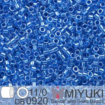 Korálek Korálky Miyuki Delica 11/0. Barva Spkl Cerulean Blue Lined Crystal DB0920. Balení 5g.