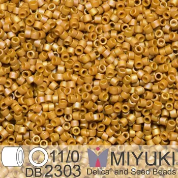 Korálek Korálky Miyuki Delica 11/0. Barva Matte Opaque Glazed Honey Bee AB DB2303. Balení 5g.