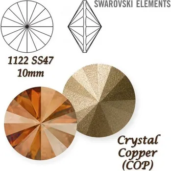 Sklenice SWAROVSKI ELEMENTS RIVOLI 1122 SS47 barva CRYSTAL (001) COPPER (COP) velikost 10mm.