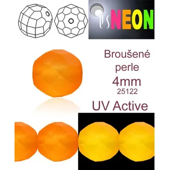 Dětské navlékací korálky Korálky NEON (UV Active) BROUŠENÉ velikost pr.4mm barva 25122 ORANŽOVÁ mírně průhledná. Balení 31Ks.