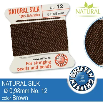 Nit Hedvábná nit s jehlou GRIFFIN síla nitě 0,98mm No.12 délka 2m. Barva Brown