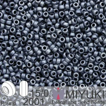 Korálek Korálky Miyuki Round 15/0. Barva 2001 Matte Gunmetal . Balení 5g