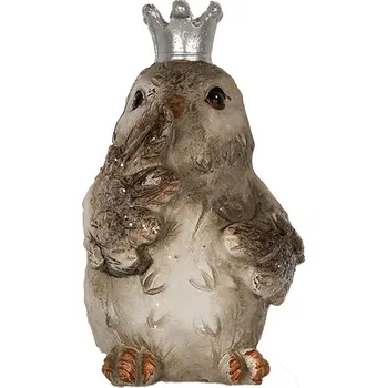 Dekorace socha ptáček s korunkou nemluvím - 7*6*9 cm