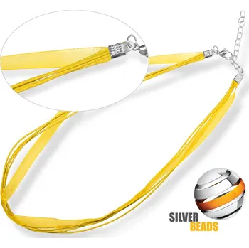 Náhrdelník Náhrdelník víceřadý se stužkou. Barva ŽLUTÁ.