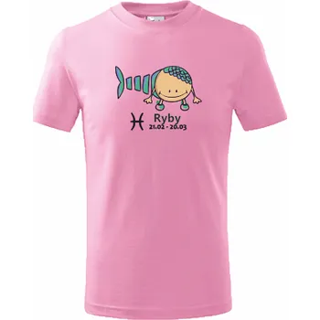 Chlapecké oblečení ON-DESIGN Dětské tričko znamení RYBY Velikost: 134 cm/8 let, Barva: růžová