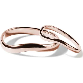 Prsten Minimalistické snubní prsteny wave z růžového 14k zlata KLENOTA