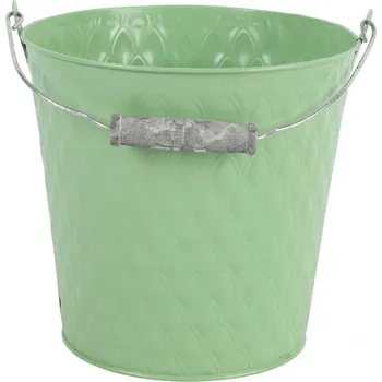 Květináč Plechový kyblík s uchem Sannah S zelený 20x20x19 cm