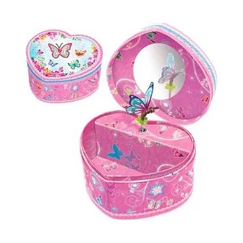 Šperkovnice Šperkovnice s motýlkem ve tvaru srdce - růžová