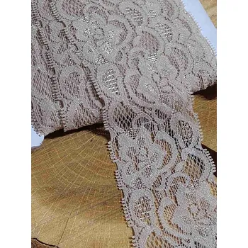 Krajka Elastická krajka / vsadka šíře 50 mm barva hnědá světlá