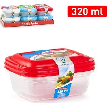 Dóza na potraviny PlasticForte Dóza na potraviny 320ml 11,5x11,5x5,5cm, 2ks, mix barev
