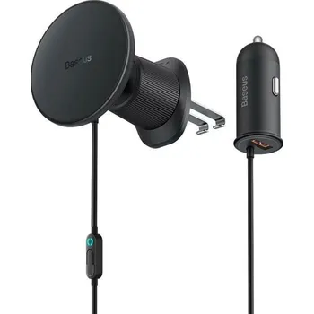 Magnetický držák Baseus do ventilační mřížky s nabíječkou USB-A 15W+25W černý