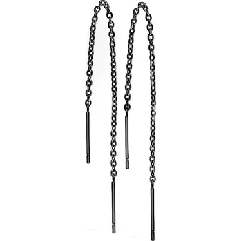 Náušnice Šperky4U Černé ocelové náušnice řetízkové - OPN1140-K