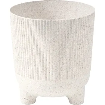 Obal na květináč Obal na květináč plastový na 3 nožičkách ARIA JUMPER ECO WOOD Ø 16 x 18 cm bílý