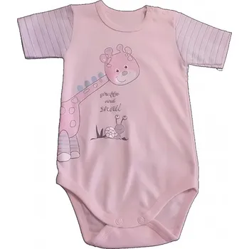 Body kojenecké krátký rukáv - GIRAFFE růžové - vel.86