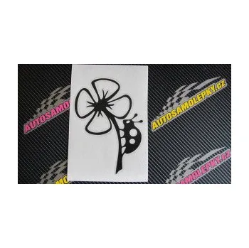 Samolepící dekorace SAMOLEPKA Beruška na lístečku levá (10 - červená) NA AUTO, NÁLEPKA, FÓLIE, POLEP, TUNING, VLASTNÍ TEXT, TISK, AUTOSAMOLEPKY.cz, POLEPY, OBRÁZEK, LOGO, SAMOLEPKY