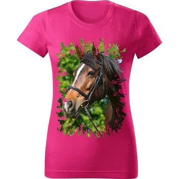 Moon River Dámské tričko s koněm č.01 Purpurové XS (koňské koně kůň hlava)