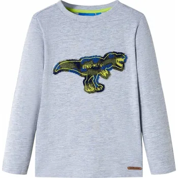 vidaXL Dětské tričko s dlouhým rukávem šedé melanž 140