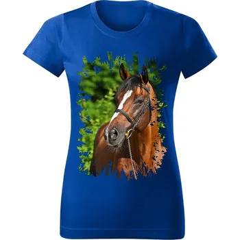 Dámské tričko Moon River Dámské tričko s koněm č.07 Modré XS (kůň koňské )