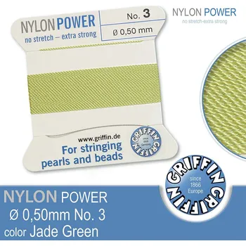 Nit NYLON Power velmi pevná nit GRIFFIN síla nitě 0,50mm Barva Jade Green