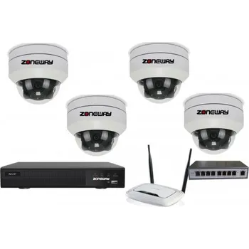 Kompletní kamerový systém 5MPx PTZ kamerový IP POE set - 4x MINI PTZ NVR 3016, router, POE switch 4 + 1| ZONEWAY 4-PTZ4XC50+3016