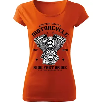 Dámské tričko Dámské motorkářské tričko Custom Engine oranžové