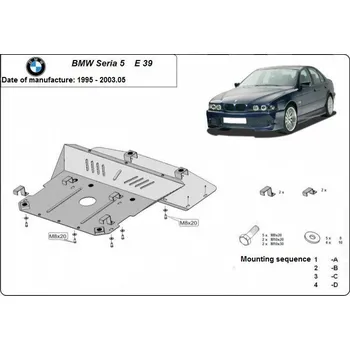 Kryt motoru Kryt pod motor BMW 5 Sedan (E39) - Plech - 8595698039583