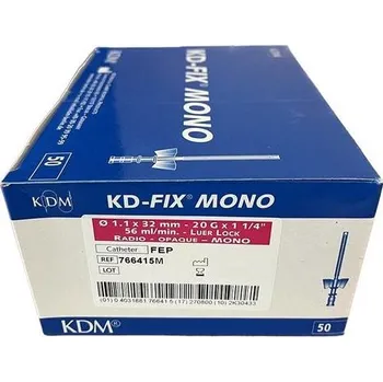 Injekční jehla KD Medical Intravenózní kanyla KDM s křidélky a bez portu 50 ks 20G růžová 1.1 x 32 mm