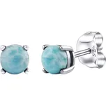Silvego Stříbrné náušnice pecky s pravým přírodním Larimarem JJJLRD6ELR + 2 měsíce na vrácení zboží