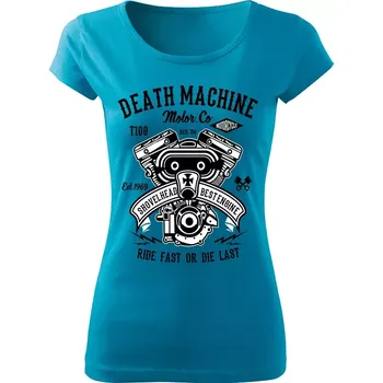 Dámské motorkářské tričko Death Machine tyrkysové
