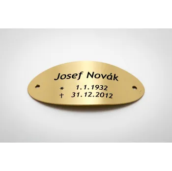 Smuteční dekorace Mosazný štítek Matný - Oválný