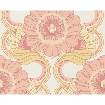 Tapeta Vliesová tapeta retro, geometrická - růžová, žlutá 395305 / Tapety na zeď 39530-5 retro Chic (0,53 x 10,05 m) A.S.Création