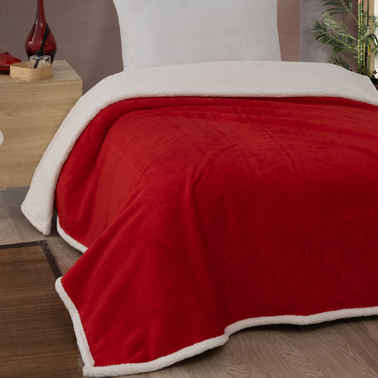 Brotex Beránková deka 150x200cm vínová/smetanová