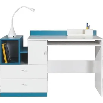 Psací stůl Psací PC stůl MOBI MO11 bílá lux / tyrkysová