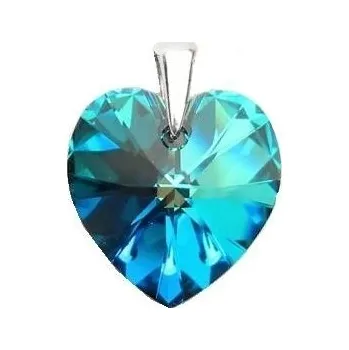 Přívěsek Stříbrný přívěsek SRDCE Swarovski 10mm Bremuda Blue Stříbro 925/1000