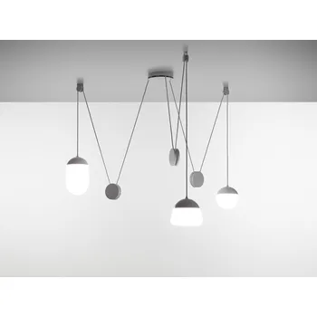Brokis Designové závěsné svítidlo Planets 3, PC1236 Povrch Montury: kov - bílý matný komaxit (CCS845), Barva skla: šedá kouřová - transparentní sklo (CGC516), Povrchová úprava baldachýnu: kov - bílý matný komaxit (CCSC618)