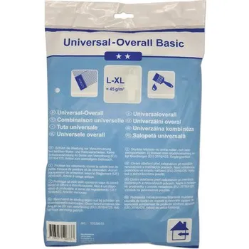 Jednorázový oděv Jednorázový ochranný oblek, malířská kombinéza s kapucí bílá velikost L-XL 45 g