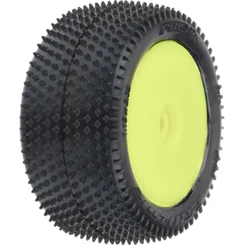 RC model Pro-Line kolo 1:18, pneu Prism Carpet zadní, disk H8 žlutý (2) (Losi Mini-B) - PRO829712