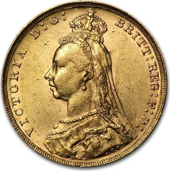 Gold coin England/UK „Sovereign of Queen Victoria (in Crown)“, pure gold 7.32g (vzorek 0,917)