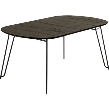 Jídelní stůl Černý jasanový rozkládací stůl Kave Home Milian 170-320x100 cm