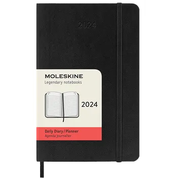 Diář Moleskine Diář měkký S denní 2024 černý