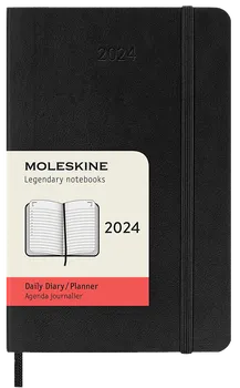 Diář Moleskine Diář měkký S denní 2024 černý