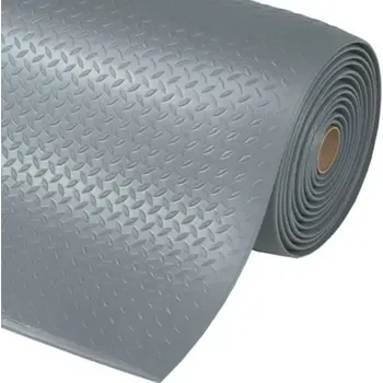 Rohožka Protiúnavová průmyslová rohož s povrchem kotlářského plechu, šedá, 150 cm