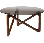 Hnědý skleněný konferenční stolek DUTCHBONE NAIA 80 cm s hnědou podnoží