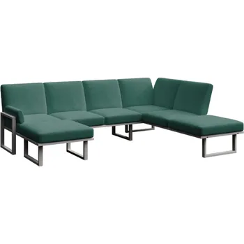 Zahradní pohovka Tmavě zelená zahradní pohovka do "U" MESONICA Soledo s antracitovou podnoží 281 cm