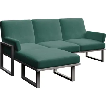 Zahradní pohovka Tmavě zelená rohová zahradní pohovka MESONICA Soledo s antracitovou podnoží 205 cm, levá/pravá