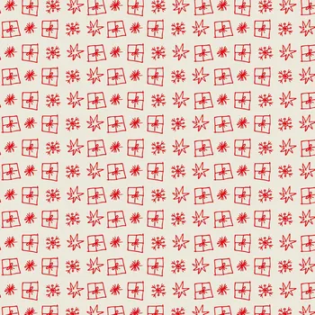 Balící papír Recyklovaný balící papír, potištěný originální kresbou od Alči, červené balíčky, rozměr 90x134cm