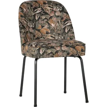 Jídelní židle WOOOD Černá sametová jídelní židle Tergi s květinovým vzorem II.