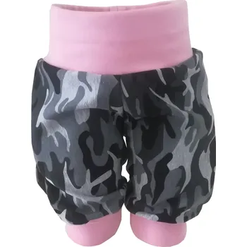 Dívčí kraťasy AKCE, dětské dívčí kraťasy, vel. 98, maskáč s růžovým nápletem (Dětské teplákové kraťasy)